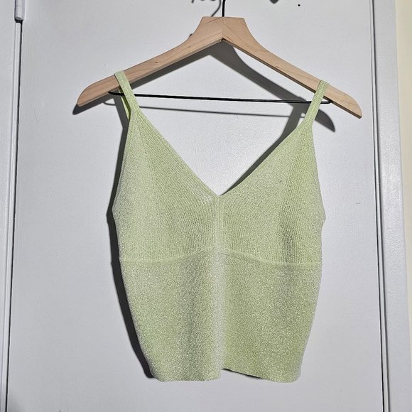 🏷️NWT SMF Knit Top w/ Lurex In Lime - Size Medium - Picture 5 of 12